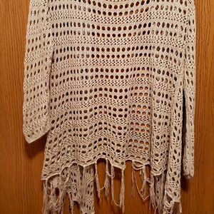 Open weave, draping cardigan sweater cream color No Boundaries XXL